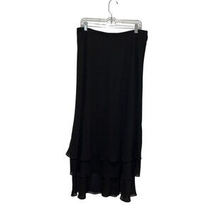 Alex Evenings Petite Black Tiered Chiffon Midi Skirt women's Size LP